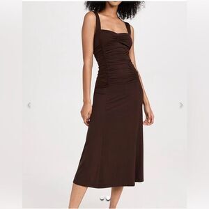 Reformation Chocolate Brown Suvi Midi Dress touched size M